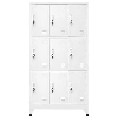 VidaXL Armoire à casier avec 9 compartiments Acier 90x45x180 cm Gris 2 VidaXL Armoire à casier avec 9 compartiments Acier 90x45x180 cm Gris – Image 2