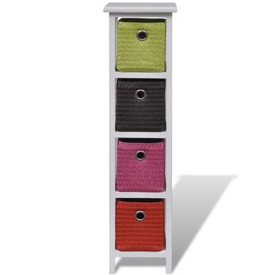 VidaXL Étagère de rangement et paniers multicolores Bois de Paulownia 2 VidaXL Étagère de rangement et paniers multicolores Bois de Paulownia – Image 2