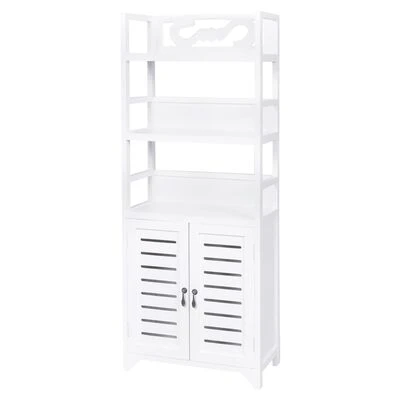 VidaXL Armoire de salle de bain Albuquerque Bois Blanc 46x24x117,5 cm 1 VidaXL Armoire de salle de bain Albuquerque Bois Blanc 46x24x117,5 cm
