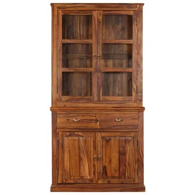 VidaXL Armoire à vitrine Bois de Sesham massif 100x40x200 cm 2 VidaXL Armoire à vitrine Bois de Sesham massif 100x40x200 cm – Image 2