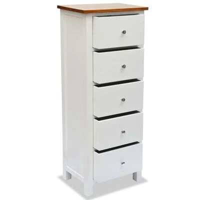 VidaXL Commode haute 45 x 32 x 115 cm Bois de chêne massif 2 VidaXL Commode haute 45 x 32 x 115 cm Bois de chêne massif – Image 2