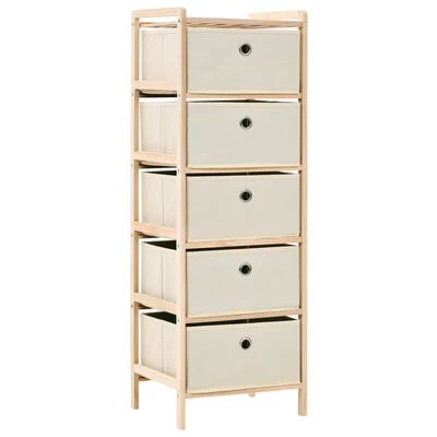 VidaXL Étagères de rangement avec 5 paniers en tissu 2 pcs Beige Cèdre 2 VidaXL Étagères de rangement avec 5 paniers en tissu 2 pcs Beige Cèdre – Image 2