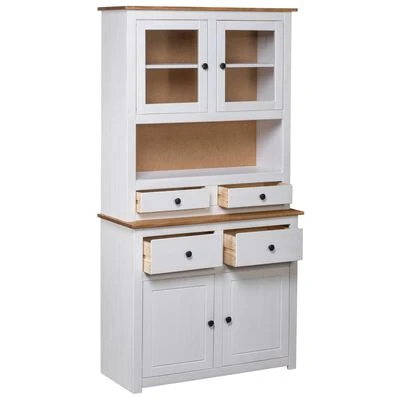 VidaXL Buffet haut Blanc 93x40,5x180 cm Pin Gamme Panama 2 VidaXL Buffet haut Blanc 93x40,5x180 cm Pin Gamme Panama – Image 2