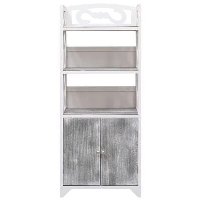 VidaXL Armoire de salle de bain Blanc et gris 46x24x116 cm Paulownia 2 VidaXL Armoire de salle de bain Blanc et gris 46x24x116 cm Paulownia â Image 2