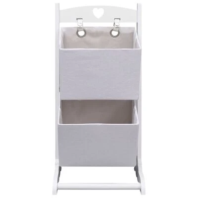 VidaXL Support à panier 2 niveaux Blanc 35x35x72 cm Bois 2 VidaXL Support à panier 2 niveaux Blanc 35x35x72 cm Bois – Image 2