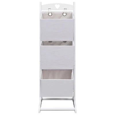 VidaXL Support à panier 3 niveaux Blanc 35x35x102 cm Bois 2 VidaXL Support à panier 3 niveaux Blanc 35x35x102 cm Bois – Image 2