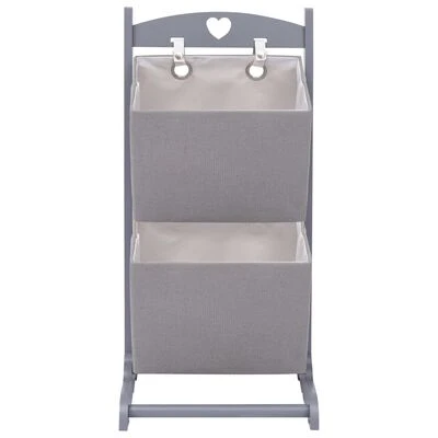 VidaXL Support à panier 2 niveaux Gris foncé 35x35x72 cm Bois 2 VidaXL Support à panier 2 niveaux Gris foncé 35x35x72 cm Bois – Image 2