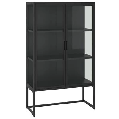 VidaXL Buffet haut Noir 80x35x135 cm Acier et verre trempé 1 VidaXL Buffet haut Noir 80x35x135 cm Acier et verre trempé