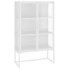 VidaXL Buffet haut Blanc 80x35x135 cm Acier et verre trempé