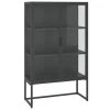 VidaXL Buffet haut Anthracite 80x35x135 cm Acier et verre trempé