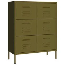 VidaXL Armoire à tiroirs Vert olive 80x35x101,5 cm Acier