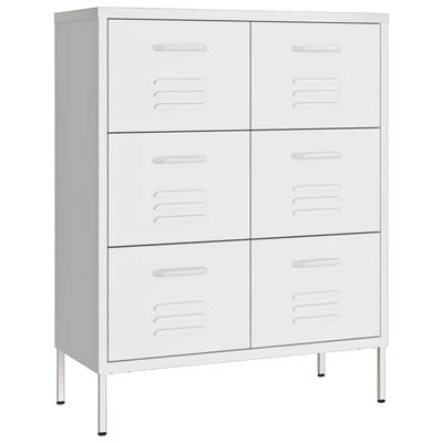 VidaXL Armoire à tiroirs Blanc 80x35x101,5 cm Acier 1 VidaXL Armoire à tiroirs Blanc 80x35x101,5 cm Acier