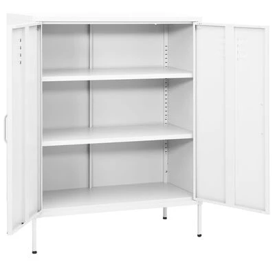 VidaXL Armoire de rangement Blanc 80x35x101,5 cm Acier 2 VidaXL Armoire de rangement Blanc 80x35x101,5 cm Acier – Image 2