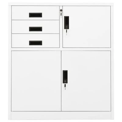 VidaXL Armoire de bureau Blanc 90x40x102 cm Acier 2 VidaXL Armoire de bureau Blanc 90x40x102 cm Acier – Image 2