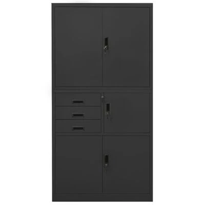 VidaXL Armoire de bureau Anthracite 90x40x180 cm Acier 2 VidaXL Armoire de bureau Anthracite 90x40x180 cm Acier – Image 2