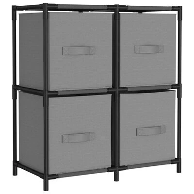 VidaXL Armoire de rangement 4 paniers en tissu Gris 63x30x71 cm Acier 1 VidaXL Armoire de rangement 4 paniers en tissu Gris 63x30x71 cm Acier