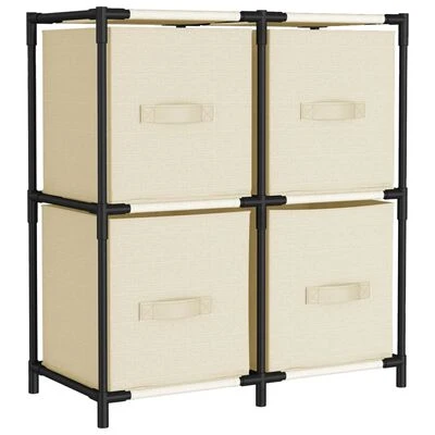 VidaXL Armoire de rangement 4 paniers en tissu Crème 63x30x71 cm Acier 1 VidaXL Armoire de rangement 4 paniers en tissu Crème 63x30x71 cm Acier