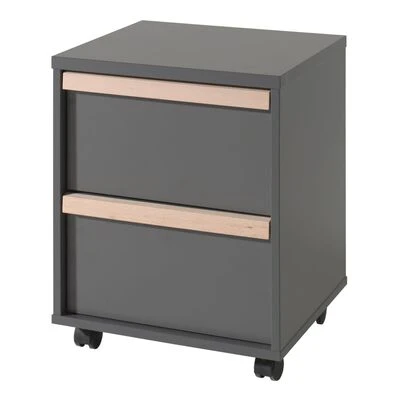 Vipack Armoire mobile 2 tiroirs London Bois Anthracite 1 Vipack Armoire mobile 2 tiroirs London Bois Anthracite