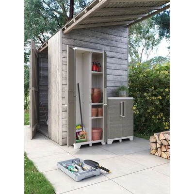 Keter Armoire de rangement basse de jardin Crème et taupe 97 cm 2 Keter Armoire de rangement basse de jardin Crème et taupe 97 cm – Image 2