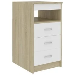 VidaXL Armoire tiroirs Blanc chĂȘne sonoma 40x50x76cm Bois d'ingĂ©nierie
