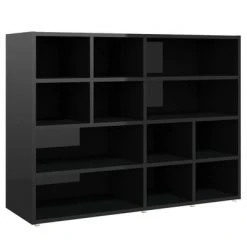 VidaXL Armoire latérale Noir brillant 97x32x72 cm Aggloméré