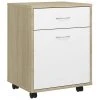 VidaXL Armoire à roulettes Blanc et chêne Sonoma 45x38x54 cm Aggloméré