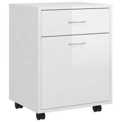VidaXL Armoire à roulettes Blanc brillant 45x38x54 cm Aggloméré