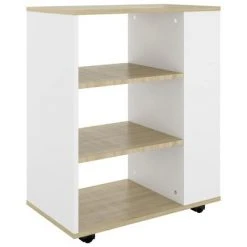 VidaXL Armoire à roulettes Blanc et chêne Sonoma 60x35x75 cm Aggloméré