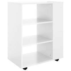 VidaXL Armoire à roulettes Blanc brillant 60x35x75 cm Aggloméré