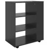 VidaXL Armoire à roulettes Noir brillant 60x35x75 cm Aggloméré
