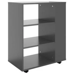 VidaXL Armoire à roulettes Gris brillant 60x35x75 cm Aggloméré