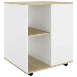 VidaXL Armoire à roulettes Blanc et chêne Sonoma 60x53x72 cm Aggloméré