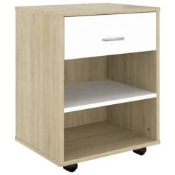 VidaXL Armoire à roulettes Blanc et chêne sonoma 46x36x59 cm Aggloméré