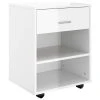 VidaXL Armoire à roulettes Blanc brillant 46x36x59 cm Aggloméré
