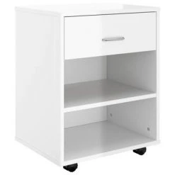VidaXL Armoire à roulettes Blanc brillant 46x36x59 cm Aggloméré