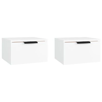 VidaXL Tables de chevet murales 2 pcs Blanc 34x30x20 cm 1 VidaXL Tables de chevet murales 2 pcs Blanc 34x30x20 cm
