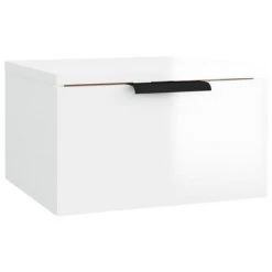 VidaXL Table de chevet murale Blanc brillant 34x30x20 cm