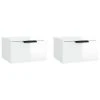 VidaXL Tables de chevet murales 2 pcs Blanc brillant 34x30x20 cm