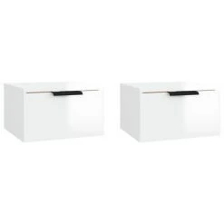VidaXL Tables de chevet murales 2 pcs Blanc brillant 34x30x20 cm