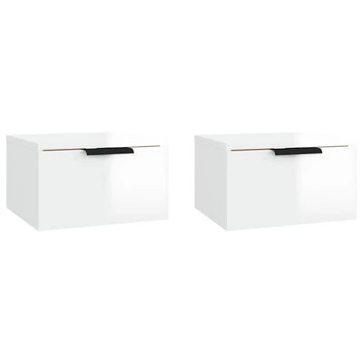 VidaXL Tables de chevet murales 2 pcs Blanc brillant 34x30x20 cm 1 VidaXL Tables de chevet murales 2 pcs Blanc brillant 34x30x20 cm