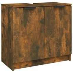 VidaXL Armoire de bain Chêne fumé 64,5x33,5x59 cm Bois d'ingénierie