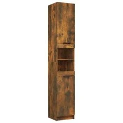 VidaXL Armoire de bain Chêne fumé 32x34x188,5 cm Bois d'ingénierie