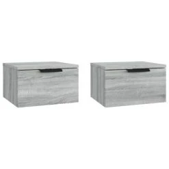 VidaXL Tables de chevet murales 2 pcs Sonoma gris 34x30x20 cm