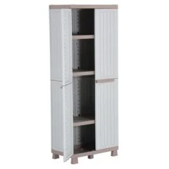 VidaXL Armoire de rangement avec 2 portes 68x39x170cm Gris clair/beige -Casiers Soldes Boutique image 3 151217