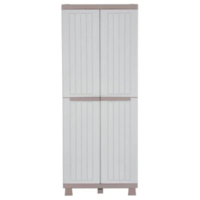 VidaXL Armoire de rangement avec 2 portes 68x39x170cm Gris clair/beige 3 VidaXL Armoire de rangement avec 2 portes 68x39x170cm Gris clair/beige – Image 3