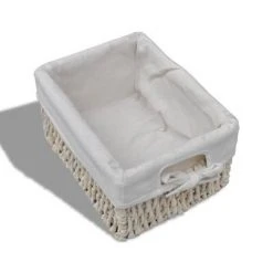 VidaXL Étagère de rangement en bois 3 paniers en tissage Blanc -Casiers Soldes Boutique image 3 240796