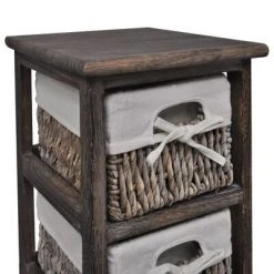 VidaXL Étagère de rangement Bois Marron 3 paniers en tissage -Casiers Soldes Boutique image 3 240799