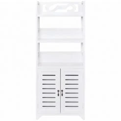 VidaXL Armoire de salle de bain Albuquerque Bois Blanc 46x24x117,5 cm 8 VidaXL Armoire de salle de bain Albuquerque Bois Blanc 46x24x117,5 cm -Casiers Soldes Boutique image 3 242689