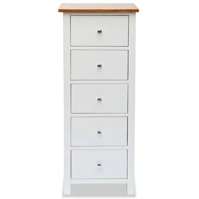 VidaXL Commode haute 45 x 32 x 115 cm Bois de chêne massif 3 VidaXL Commode haute 45 x 32 x 115 cm Bois de chêne massif – Image 3