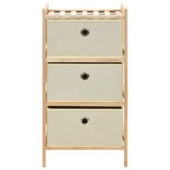 VidaXL Étagères de rangement avec 3 paniers en tissu 2 pcs Beige Cèdre 8 VidaXL Étagères de rangement avec 3 paniers en tissu 2 pcs Beige Cèdre -Casiers Soldes Boutique image 3 276231